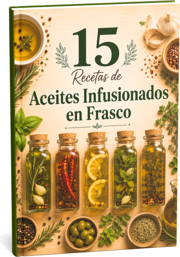 Portada del bono 15 Recetas de Aceites Infusionados en Frasco